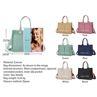 Bolso de Lona de Color Sólido OEM, Bolso Tote de Lona con Logotipo Impreso Personalizado, Múltiples Bolsillos y Correa Cruzada Ajustable para el Trabajo Diario