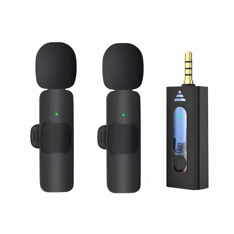 Portable Clip-On Stereo Noise Cancelling Live Camera Recording Wireless Lavalier Microphone 3.5 Aux Smart Mini Lavalier Mic