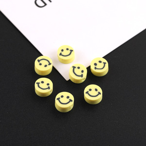 Cuentas de arcilla polimérica con cara sonriente, redondas de 6mm, accesorios para hacer joyas DIY, materiales para pulseras y collares - Product Image 2