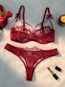 Nouveautés d'automne, vente flash, lingerie sexy pour femmes, broderie florale en dentelle, lingerie transparente sexy, ensemble de deux pièces, vêtements intimes - Product Image 3