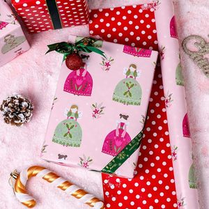 Pink Christmas Wrapping Paper Roll 17in x 33ft Double Sided Eco Friendly Gift Wrap For Baby Shower Birthday Craft - Product Image 5