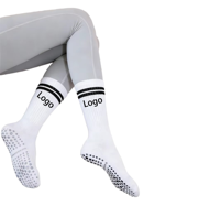 Chaussettes à marque privée avec points antidérapants en silicone, blanches unies, personnalisables ODM, pour le yoga, le Pilates et l'entraînement sportif