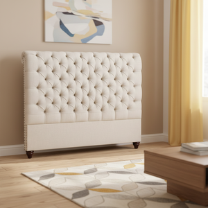 Testiera Moderna Imbottita in Tessuto di Lino per Arredamento Camera da <span class=keywords><strong>Letto</strong></span> d'Albergo, Misure Singolo, Matrimoniale, Twin, Queen e King Size - Product Image 1