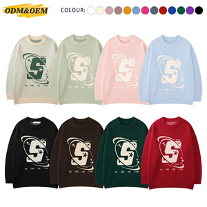 Suéteres Personalizados para Hombre, Diseño OEM y ODM, <span class=keywords><strong>Jacquard</strong></span>, Dibujos Animados, Cuello Redondo, Algodón Negro, Suéter de Punto a la Moda - Product Image 4