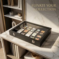 Support de rangement pour badges personnalisé, boîte de présentation transparente anti-poussière pour broches, présentoir à bijoux et médailles en cuir PU