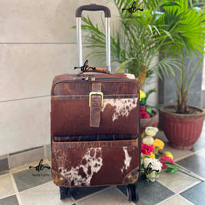 Maleta de Viaje Personalizada de Cuero Vacuno de 14 Pulgadas, de Alta Calidad, para Hombre y Mujer - Product Image 1