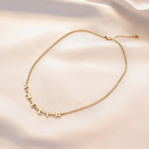 Collier avec nom en zircon émaillé personnalisé pour femmes, acier inoxydable plaqué or 18 carats, pendentif tendance, bijoux personnalisés avec <span class=keywords><strong>le</strong></span> premier nom, cadeau - Product Image 3