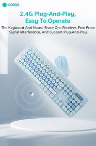 Coteci Văn Phòng Mới Sử Dụng Yên Tĩnh Ergonomic Kích Thước Đầy Đủ 104 Phím 2.4G Đài Phát Thanh Tần Số ABS Nhựa Dễ Thương Bàn Phím Không Dây Chuột Combo - Product Image 6