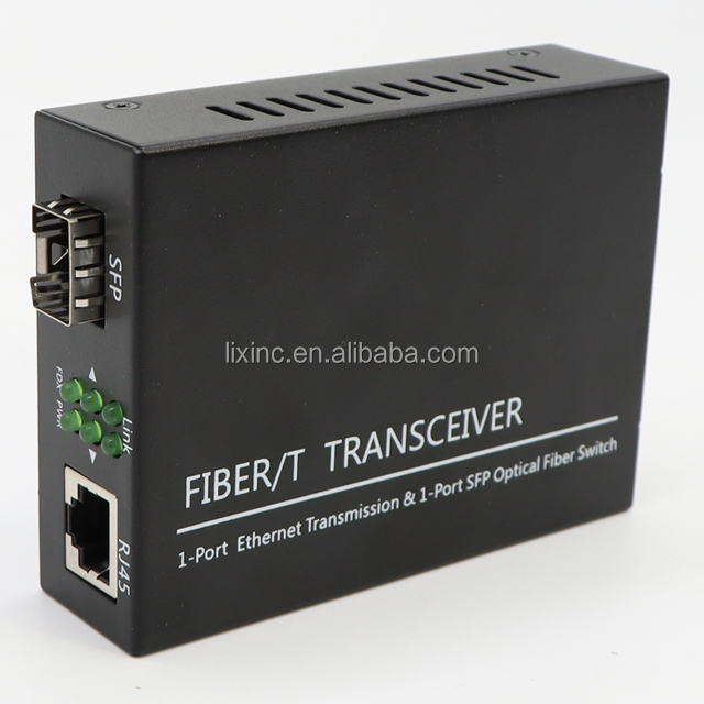 LIXINC Customizable 1.25g Sfp Fiber Media Converter 10/100/1000M Ethernet Media Transceiver 1 Sfp 1 Rj45 Fiber Optic Equipment