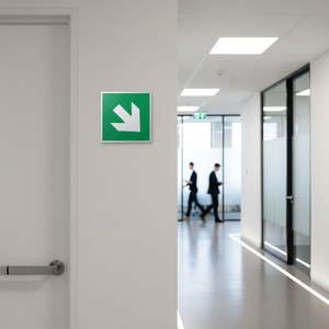 Segnale di Uscita di Emergenza Conforme ISO 7010 Freccia Destra in Alluminio 120x120mm Made in Italy - Product Image 3