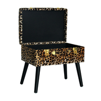 Tabouret de rangement en velours, design d'animaux sauvages