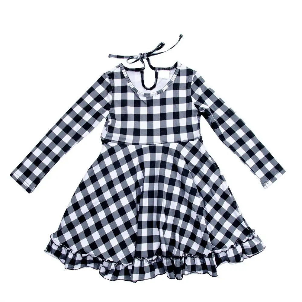 Wholesale Girls Yellow Plaid Dress Long Sleeve Kids Boutique Vintage girls dresses 10-14 yrs plaid