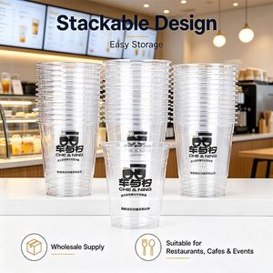 Gobelets en plastique PET transparents 35oz/360ml renforcés pour thé au lait, boba, bar à smoothies thème tropical, eau minérale, boissons durables - Product Image 4