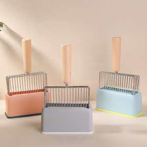 Kinghon Metal Shovel Set with Wooden Handle Plastic Base Pet <b>Litter</b> Scoops Poop Cleaning Tools for <b>Cat</b> <b>Litter</b> Scraping - Product Image 1