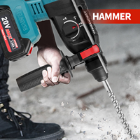 Marteau perforateur rotatif sans balais 4500W 20mm avec poignée auxiliaire pour le perçage de murs en béton, la construction et les réparations domestiques