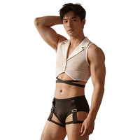 Setelan Seragam Akademi Uniseks Ramah Kulit Poliester Hitam Putih Satu Ukuran Lingerie Cosplay Seksi Transparan Pakaian Erotis Pria