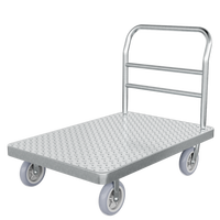 Chariot à plateforme à quatre roues en acier à motif diamant, poignée pliable, portable, robuste, conception OEM