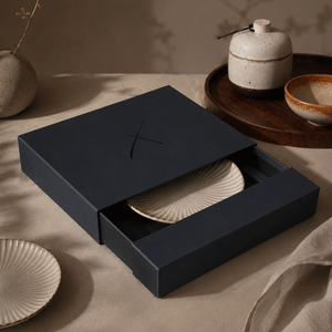 Luxury Matte <b>Black</b> Drawer <b>Gift</b> <b>Box</b>, Custom Logo Rigid Cardboard Sliding <b>Box</b> for Ceramic Plate & Jewelry - Product Image 1