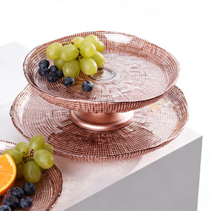 Piatto per Torta in Vetro Ecologico Fatto a Mano, 33cm, Design Moderno Personalizzabile, con Base a Griglia per Tè del Pomeriggio - Product Image 6