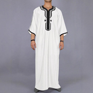 Abaya Islamica da Uomo all'Ingrosso, Stile Marocchino <span class=keywords><strong>Arabo</strong></span> Tradizionale, Ricamata a Maniche Corte, Abbigliamento Musulmano per Uomo - Product Image 4