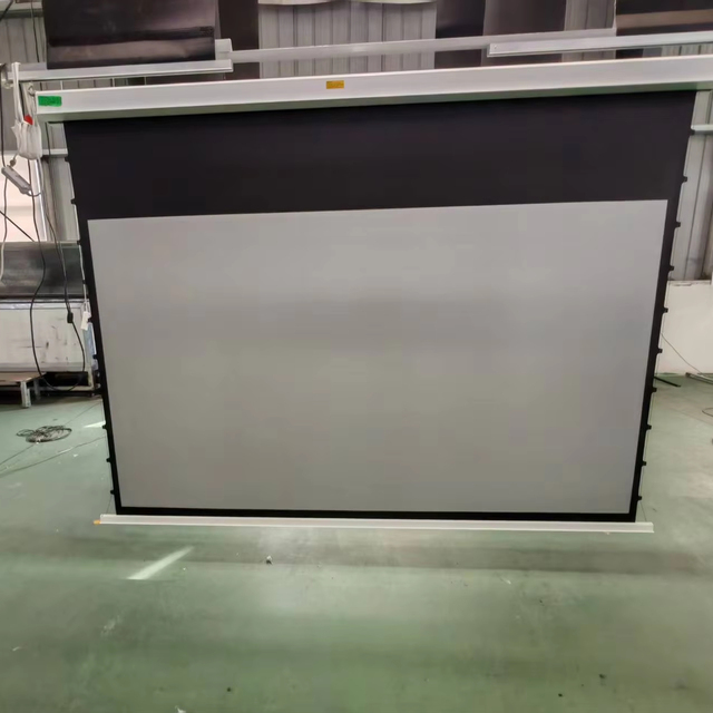 4K UHD Grey Crystal Motorized In-Ceiling Projector Screen 16:9 Hidden Electric Retractable Screen for Home Theater Cinema