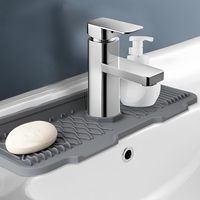 Support de Robinet en Silicone Anti-Goutte, Tapis de Séchage, Porte-Savon et Éponge, Protection Anti-Éclaboussures pour Évier de Cuisine et Salle de Bain