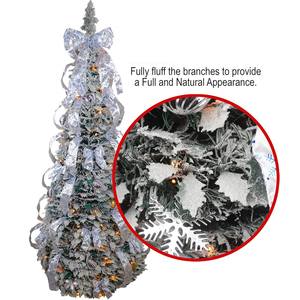 Prelit 6 Ft Pop Up Árbol de Navidad flocado completamente <span class=keywords><strong>decorado</strong></span> <span class=keywords><strong>con</strong></span> <span class=keywords><strong>cinta</strong></span> de adornos y luces cálidas - Product Image 4