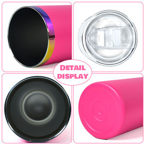 Bicchieri dritti placcati arcobaleno da 20 once isolati a doppia parete in acciaio inox Skinny Tumbler tazze all'ingrosso con coperchio e paglia - Product Image 4