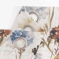Rideaux filtrants la lumière en lin ignifuge sur mesure avec œillets, motif floral vintage, pour salon