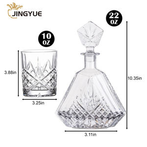 Ensemble 5 carafe en verre triangulaire transparente de 750ml coupe irlandaise 4 verres à <span class=keywords><strong>whisky</strong></span> à l'ancienne pour liqueur <span class=keywords><strong>Scotch</strong></span> boîte-cadeau incluse - Product Image 3