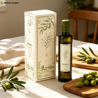 Botol Minyak Zaitun Kaca Hijau Tua 250ml 500ml 750ml Custom, Label Cetak OEM, Wadah Minyak Masak Kaca Food Grade