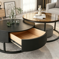 Ensemble de tables basses modernes en marbre, tables à thé rondes gigognes en verre avec rangement pour achat en gros