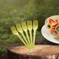 Groene Dag Groothandel Restaurant Afhaalbare Wegwerp CPLA Vork 6 inch/6,5 inch Aangepaste CPLA Vork voor Feest Picknick Kamperen Fruit Taart