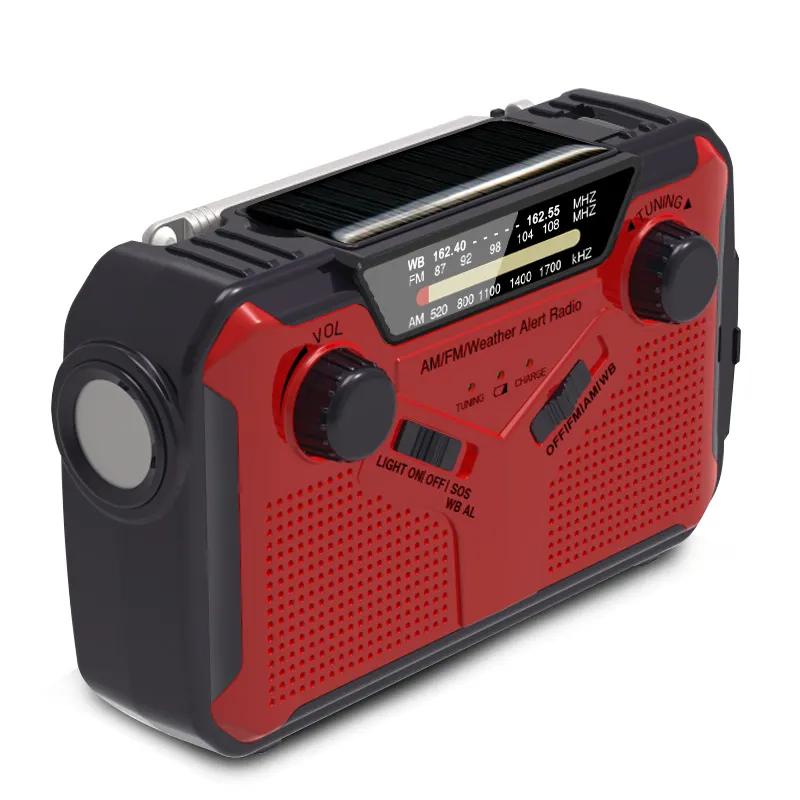 Kit Radio NOAA Cuaca Terlaris (369WB) Darurat Engkol Tangan Surya 4 Cara Bertenaga Radio AM/FM SOS dengan Obor, Lampu Baca