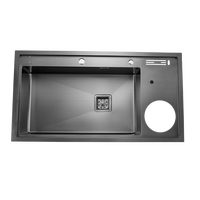 Évier de cuisine rectangulaire en acier inoxydable 304 au design moderne avec robinet et porte-couteau, lave-gobelet