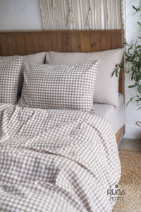 Taie d'oreiller en coton tissé à carreaux gingham marron, prélavée, 100 % coton, pour hôtel et maison, prix de gros - Product Image 5