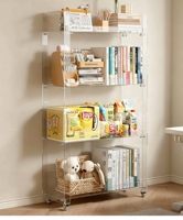 Présentoir de bureau en acrylique hautement transparent à niveaux pour livres, unité de rangement ouverte autoportante