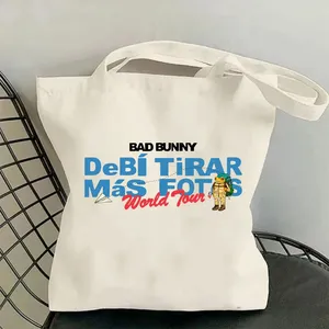Sac de shopping Bad Bunny DTMF World Tour 2025-2026, sac fourre-tout en toile <span class=keywords><strong>Debi</strong></span> Tirar Mas Fotos, sac à bandoulière tendance pour filles - Product Image 5