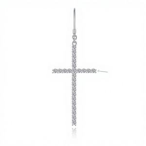 Pendientes de Moda con Incrustaciones de Moissanita, Chapados en Rodio y Oro, Estilo Cruzado, para Unisex, Joyería de Aniversario - Product Image 1