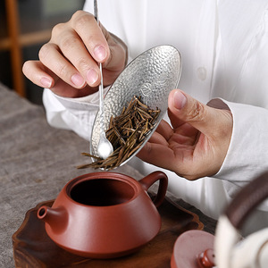 Cuchara de té de estaño hecha a mano, forma ovalada, para ceremonia del té Kung Fu, accesorio para el té - Product Image 2