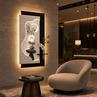Peinture murale 3D nordique en relief avec éclairage rétroéclairé à intensité variable pour salon, hall d'entrée, livraison directe OEM