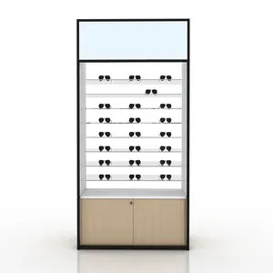 Modern gözlük dükkanı ahşap zemin standı optik ahşap çatkı duvar monte güneş gözlüğü vitrin gözlük raf ekran