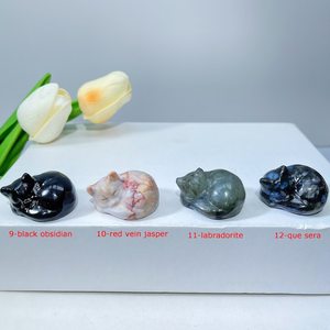 Crystal Quartz Sleeping <b>Cat</b> Carving Crystal Crafts <b>Cat</b> Carvings for <b>Gift</b> Decoration - Product Image 3