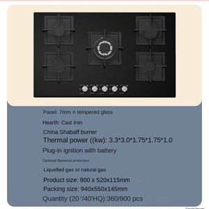 Cocina integrada de 4 quemadores de Gas OEM para interiores, vidrio templado, placa de cocina integrada, placas de Gas de 5 quemadores, electrodomésticos de cocina, estufa de Gas - Product Image 3