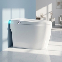 Cuvette de toilette intelligente blanche en céramique électrique avec bidet intégré, allongée, à siphon en S, chasse d'eau à jet intelligent et télécommande