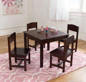 Mesa estilo Farmhouse y 4 sillas - Escritorio de estudio de madera para niños color espresso, muebles infantiles - Product Image 3