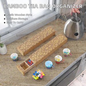 Organisateur de sachets de thé portable en bois élégant à 3 niveaux, multifonctionnel - Support vertical pour dosettes de thé, boîte à thé rectangulaire, rangement domestique - Product Image 2