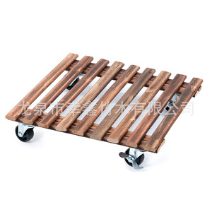 Base de pot de fleurs portable avec roulettes, support à fleurs en bois respirant et antidérapant, support de plantes épaissi. - Product Image 1
