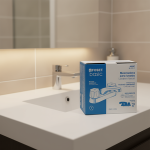 Rubinetto per lavabo Foset Basic da 4 pollici con finitura cromata, maniglia singola, acciaio inossidabile, installazione centrale, alta pressione, bagno - Product Image 2