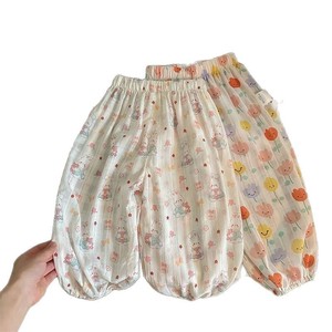 Tongxingyuan Girls Summer Thin Cotton Pants Cartoon Print Loose Fit Air Conditioning Pants - Product Image 5